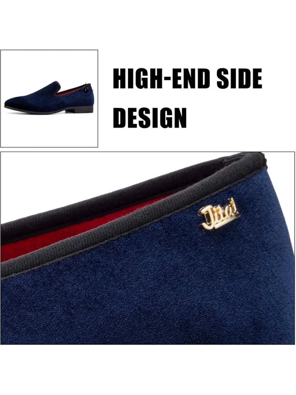 JITAI Men's Blue Velvet Loafers Penny Slip On Tuxedo Wedding Fashion Prom Shoes